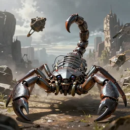n epic fantasy anime style portrait painting of a mechanical scorpion, unreal 5, DAZ, hyperrealistic, octane render, RPG protrait, dynamic lighting