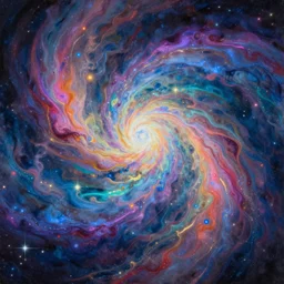 a beautiful vibrant iridescent flowing nebulas, spiritual science, divinity, utopian, by david a. hardy, hana yata, kinkade, lisa frank,
