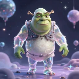 astral transparant friendly Shrek, spirit ogre, photorealistic, unreal engine 5, movement, dreams, DMT, dreamy, vapor wave, 80’s