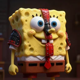 sponge sculpture of an ancient warrior red and black theme