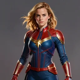 Emma Watson as Captain Marvel high quality digital painting in the style of James Jean