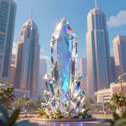 big crystal city, shallow depth of field, highly detailed, digital painting, trending artstation, concept art, illustration, cinematic lighting, vibrant colors, photorealism, epic, octane render