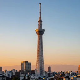A beautiful landscape of photorealistic shift phtograpy, Japan Tokyo Skytree, summer sunset, highly detailed, sharp focus, wallpaper, 8k, awarded winning photo