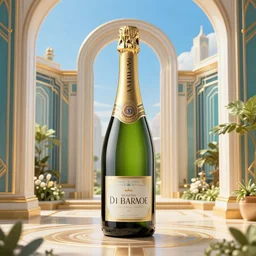 art deco style champagne commercial, realistic, artstation, illustration, bright, cheerful, detailed and intricate environment