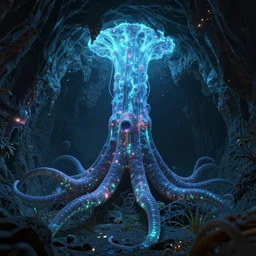 bioluminescent tentacle caves, artstation, highly detailed