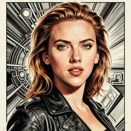 scarlett johannson, science fiction poster, high details, intricate details, by vincent di fate, artgerm julie bell beeple, 1 9 6 0 s, inking, vintage 6 0 s print, screen print