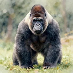 gorillaphant, watercolor lens, trapezoid bokeh, by hr kinkade