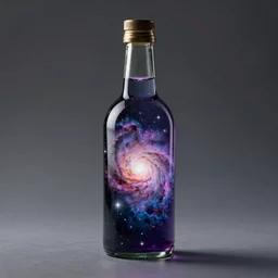 a bottle with a galaxy inside, studio lighting