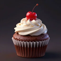 a still from a horror move featuring a chocolate cupcake with cream and a cherry on the top, digital art, trending on artstation and unreal engine, smooth, 4 k, poster, high quality, hyperdetailed
