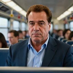 commuter train full of sweating danny devitos