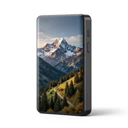 obsidian power bank, photorealistic, isolated on a pure white background, centered, entire object in frame, sharp focus, soft studio lighting