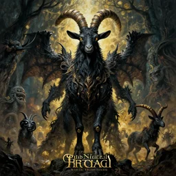 Outer God Shub-Niggurath The Black Goat of the Woods with a Thousand Young, intricate detailed painting movie poster, golden ratio, trending on cgsociety, majestic, dark epic fantasy, trending on artstation, by Zdizslaw Beksinski, Darius Zawadzki and H.R. Giger, highly detailed, vibrant, cinematic quality character render; low angle; ultra high quality model; production quality cinema model