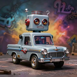 Centered image of a Lowrider Toy Robot, Chicano Airbrush Art