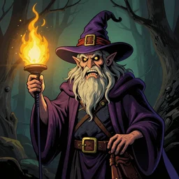 weird wizard monster in a hand-drawn vector, svg, cult-classic-comic-style