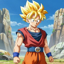 young blonde boy fantasy thief, full dragon ball style, anime style