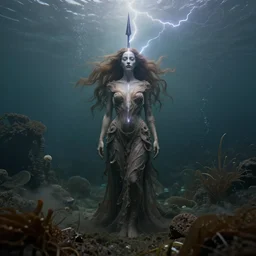 a goddess of briney spears!! standing in a windy underwater garden! with a beautiful symmetrical face!!! cinematic lightning, murky dusty deep, smoky eyes, isolated, studio lighting by artgerm yuri shwedoff and tom bagshaw