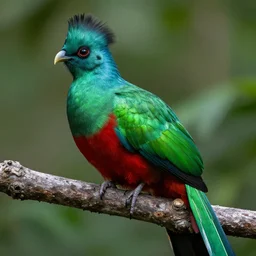 a resplendent quetzal, green and red