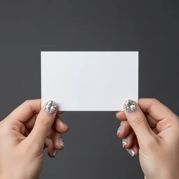 hands made of diamond holding a blank card