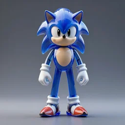 a statue made of clear blue glass, of sonic the hedgehog wearing alexander mcqueen, transhumanism, full body shot, perfect symmetrical body, perfect symmetrical face, hyper realistic, hyper detailed, by johannen voss, by peter kemp, by monia merlo, by michelangelo, by ernst haeckel, by alex grey, octane render, blender, 8 k