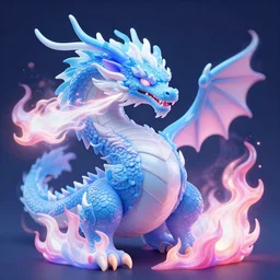 a fire breathing dragon breathing blue white and pink flames, surrounded by blue white and pink fire, highly detailed, smooth, stylized, vector line art, clean cel shaded vector art, fantasy art, by sandara tang, lois van baarle and ilya kuvshinov and ross tron
