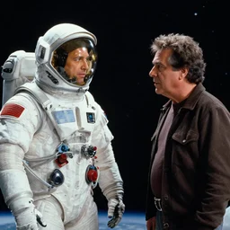 film still of young old Cheech Marin talking to HAL as Dr. Dave Bowman in 2001 A Space Odyssey