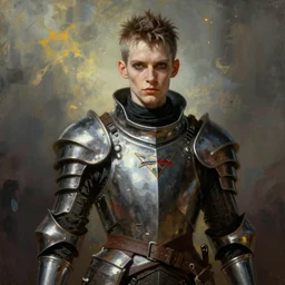 portrait of a skinny punk goth soldier wearing armor by simon bisley, john blance, frank frazetta, fantasy, sorceror