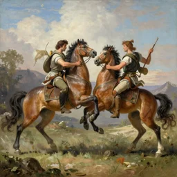 centaurs fighting by gerald brom, hyper realistic