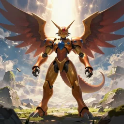 Professional illustration of Angewomon!!!! from Digimon, Digimon key art, Digital Art, dynamic lighting, Artstation, Valkyrie