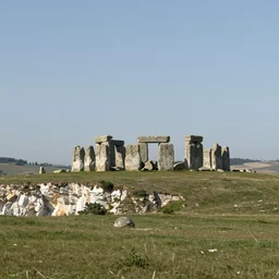 concept art by craig mullins : an italian landscape, in the distance a small cliff of white marble can be seen. a stone henge is standig atop of the cliff