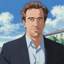 steven spielberg as an anime character. beautiful. 4 k.