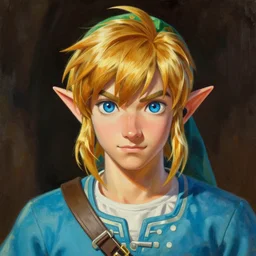 Portrait of Link from Zelda by Shepard Fairey and Maurice Sendak