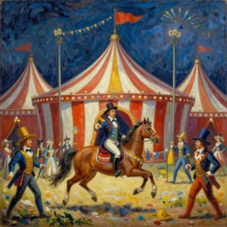 A colorful and Vibrant and Provenance painting of The circus by Charles Bell