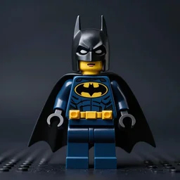 lego batman, 9 inch tall posable figure. moody lighting. cinematic. 4 k. studio render.