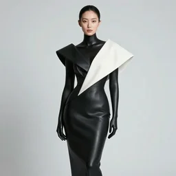 beautifully lit portrait photo of extremely beautiful woman who is a black statue wearing avant garde asymmetrical distorted comme de garcon haute couture in the style of rei kawakubo, couture, avant garde, matthew williams, givenchy, balenciaga, yohji yamamoto, japanese avant garde fashion, fashion, paris, runway, collection, beautifully lit, glossy, hd, 4 k, 8 k, extremely clear focus, sharp, award winning fashion photograph