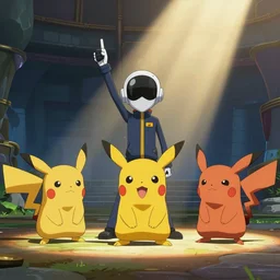 a still from the Pokémon animated series where Daft Punk are gym leaders