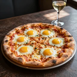 a delicious robin's egg deep dish pizza.
