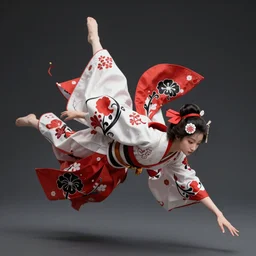 maiko flying, fluent composition, red white and black, concept art, ambient light, 4 k, intricate details, highly professionally detailed, cgsociety, highly detailed -