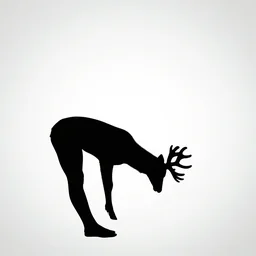black deer bowing full body silhouette on white background