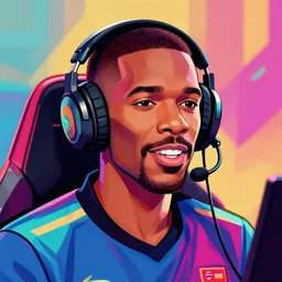 a cartoon drawing of jamie foxx as an esports gamer, eearing a headset, colorful, digital art, portrait, by jazza