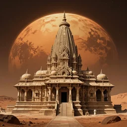 a sketch of an Hindu temple on Mars in the style of da Vinci