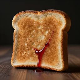 hyper realistic photo of toast, blood oozing down the side