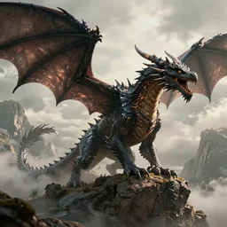 a dragon awakens, matte painting, stunning, sharp focus, fantasy style, dan mumford