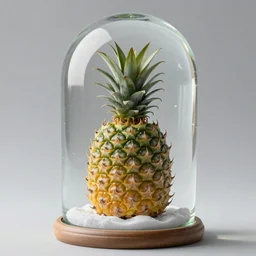 snow globe with a pineapple inside, realistic