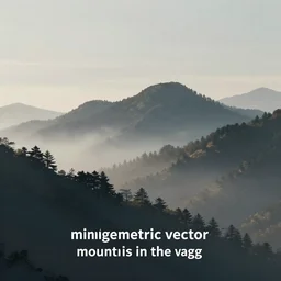 “ minimal geometric vector illustration of mountains in the fog ”