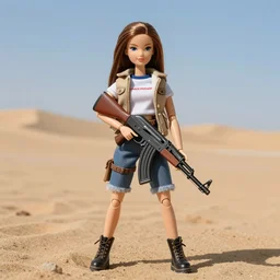 doll holding ak - 4 7, standing in desert, by mark ryden, breathtaking, 8 k resolution, extremely detailed, beautiful