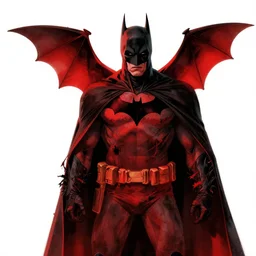 zombie batman, in the style of beksinski, red, black, vibrant, chiaroscuro, high detail, perfect artwork, clean lines