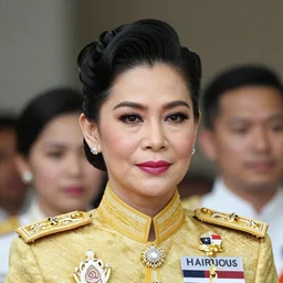portrait of Vajiralongkorn with lipstick and a woman\'s wig, high quality, photo