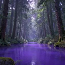 inside an ethereal forest with a purple lake, highly detailed, 4k, HDR, award-winning, octane render