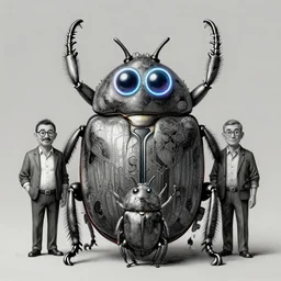 anthropomorphic highly detailed group portrait of funny mr bean neon giant cute eyes trilobyte beetle, intricate ink, elegant, digital painting, artstation, concept art, smooth, sharp focus, art by artgerm, bob eggleton, michael whelan, stephen hickman, richard corben, wayne barlowe and greg rutkowski and alphonse mucha, 8 k