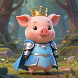 cute little cartoonish anthropomorphic piglet knight princess wearing a cape and a crown, fantasy forest, pale blue armor, cute and adorable, pretty, Dysney, Pixar, 3d render, 8k, highly detailed, DnD character art portrait, matte fantasy painting, DeviantArt Artstation, by Jason Felix by Steve Argyle by Tyler Jacobson by Peter Mohrbacher, cinematic lighting n- 9